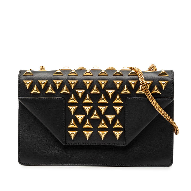 サンローラン ベティ スタッズ 斜め掛け チェーン ショルダーバッグ ブラック レザー レディース SAINT LAURENT 【中古】