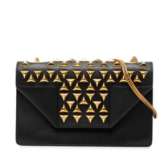 サンローラン ベティ スタッズ 斜め掛け チェーン ショルダーバッグ ブラック レザー レディース SAINT LAURENT 【中古】