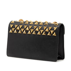 サンローラン ベティ スタッズ 斜め掛け チェーン ショルダーバッグ ブラック レザー レディース SAINT LAURENT 【中古】