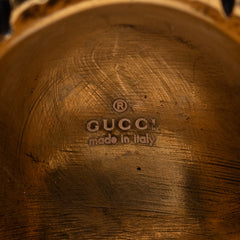 グッチ ライオンヘッド リング 指輪 #23 ゴールド ブラック メッキ クリスタル メンズ GUCCI 【中古】