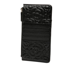 シャネル ココマーク カメリア コインケース パスケース フラグメントケース ブラック キャビアスキン レディース CHANEL 【中古】