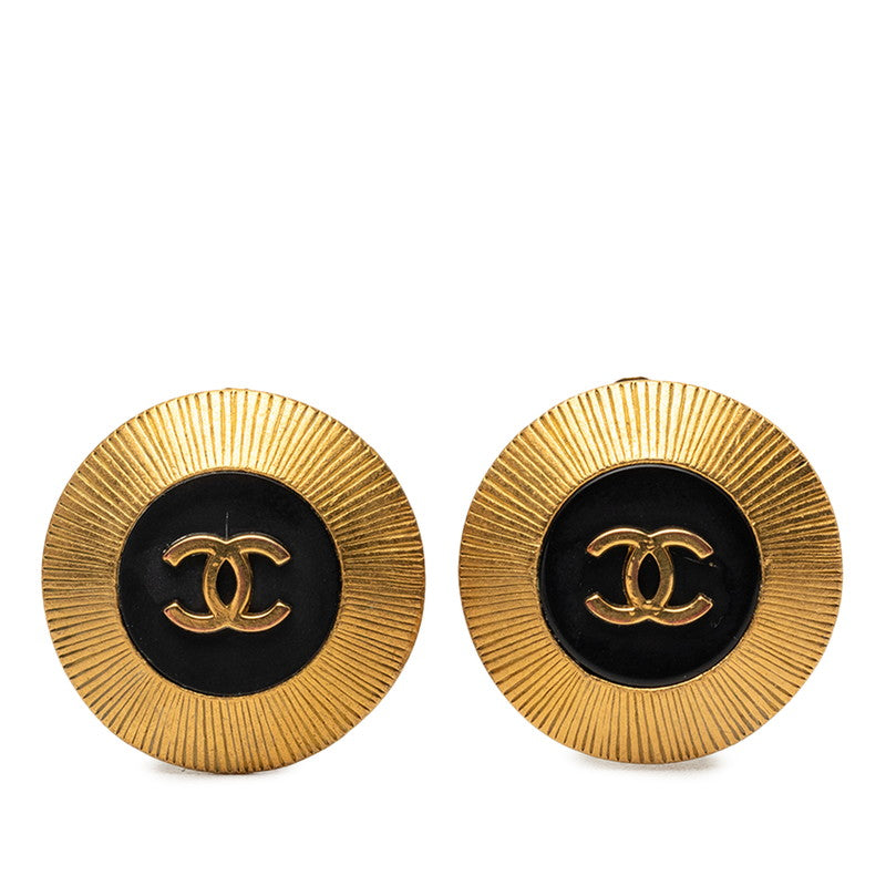 シャネル ココマーク ヴィンテージ イヤリング 95C ゴールド ブラック メッキ レディース CHANEL 中古
