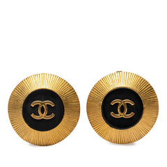 シャネル ココマーク ヴィンテージ イヤリング 95C ゴールド ブラック メッキ レディース CHANEL 中古