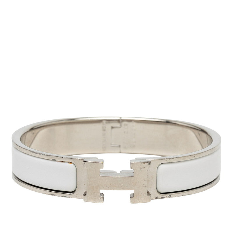 エルメス クリックH PM ブレスレット バングル シルバー ホワイト メタル エナメル レディース HERMES 【中古】
