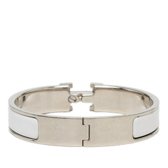 エルメス クリックH PM ブレスレット バングル シルバー ホワイト メタル エナメル レディース HERMES 【中古】