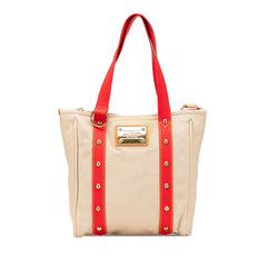 ルイ ヴィトン アンティグア カバMM トートバッグ ショルダーバッグ M40035 レッド ベージュ キャンバス レザー レディース LOUIS VUITTON 【中古】