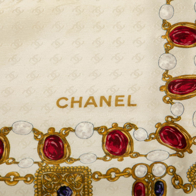 シャネル 宝石 ジュエリー スカーフ ホワイト アイボリー マルチカラー シルク レディース CHANEL 【中古】