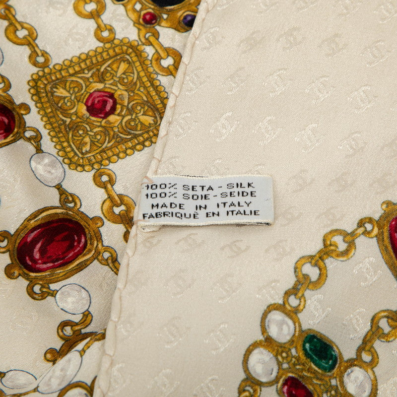 シャネル 宝石 ジュエリー スカーフ ホワイト アイボリー マルチカラー シルク レディース CHANEL 【中古】