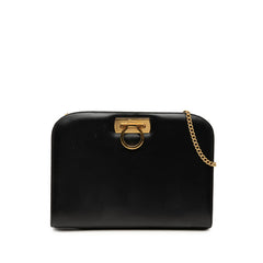 サルヴァトーレフェラガモ ガンチーニ チェーン ショルダーバッグ 210587 ブラック ゴールド レザー レディース Salvatore Ferragamo 中古