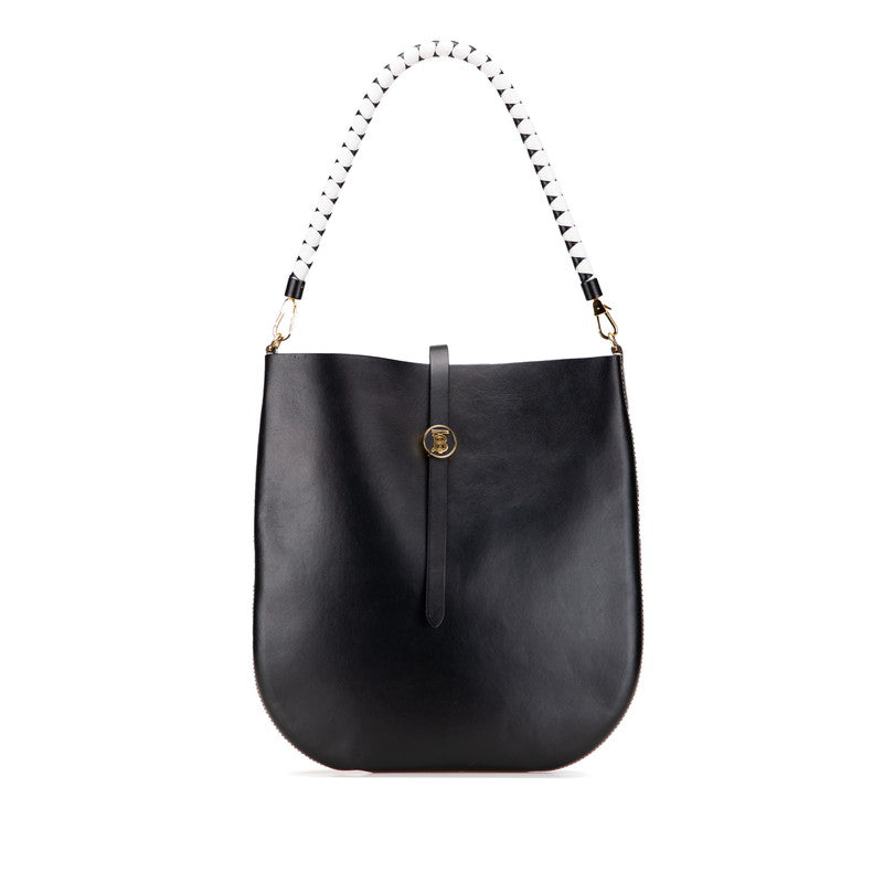 バーバリー TBロゴ ワンショルダーバッグ ブラック レザー レディース BURBERRY 【中古】