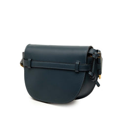 ロエベ アナグラム ゲート デュアル ミニ 斜めかけ ショルダーバッグ ネイビー レザー レディース LOEWE 中古