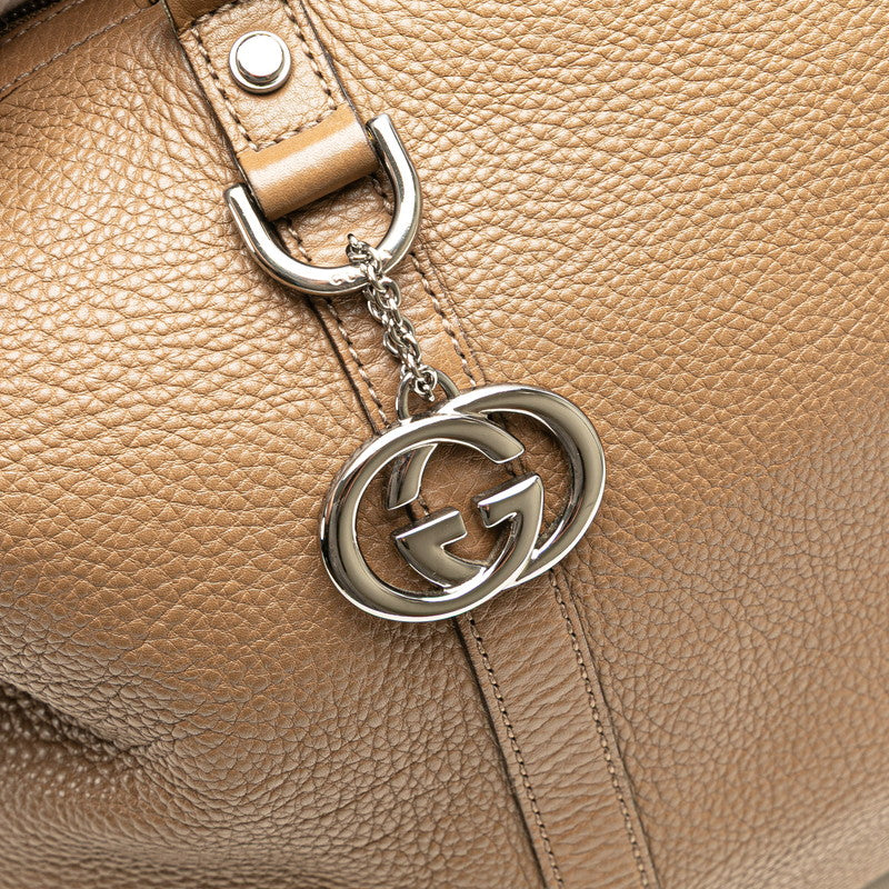 グッチ インターロッキングG トートバッグ ショルダーバッグ 2WAY 339550 ブラウン レザー レディース GUCCI 【中古】