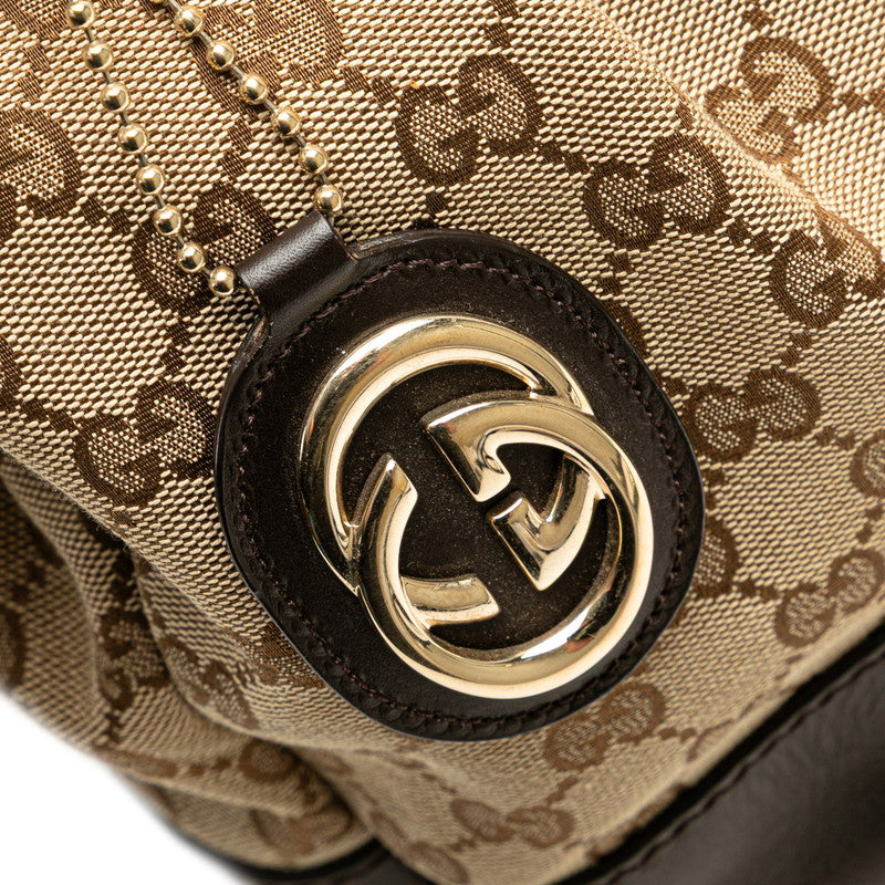 グッチ GGキャンバス スーキー トートバッグ ショルダーバッグ 2WAY 285730 ベージュ ブラウン キャンバス レザー レディース GUCCI 【中古】