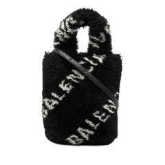 バレンシアガ エブリデイ ハンドバッグ ショルダーバッグ 2WAY 596564 ブラック フェイクファー レザー レディース BALENCIAGA 【中古】