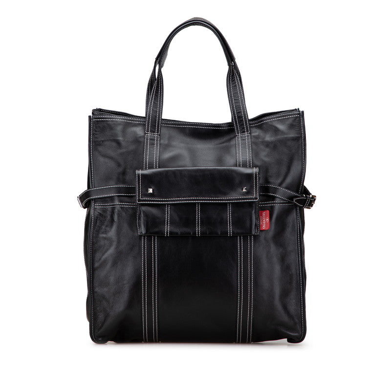 ヴァレンティノ トートバッグ ブラック レザー メンズ VALENTINO 【中古】