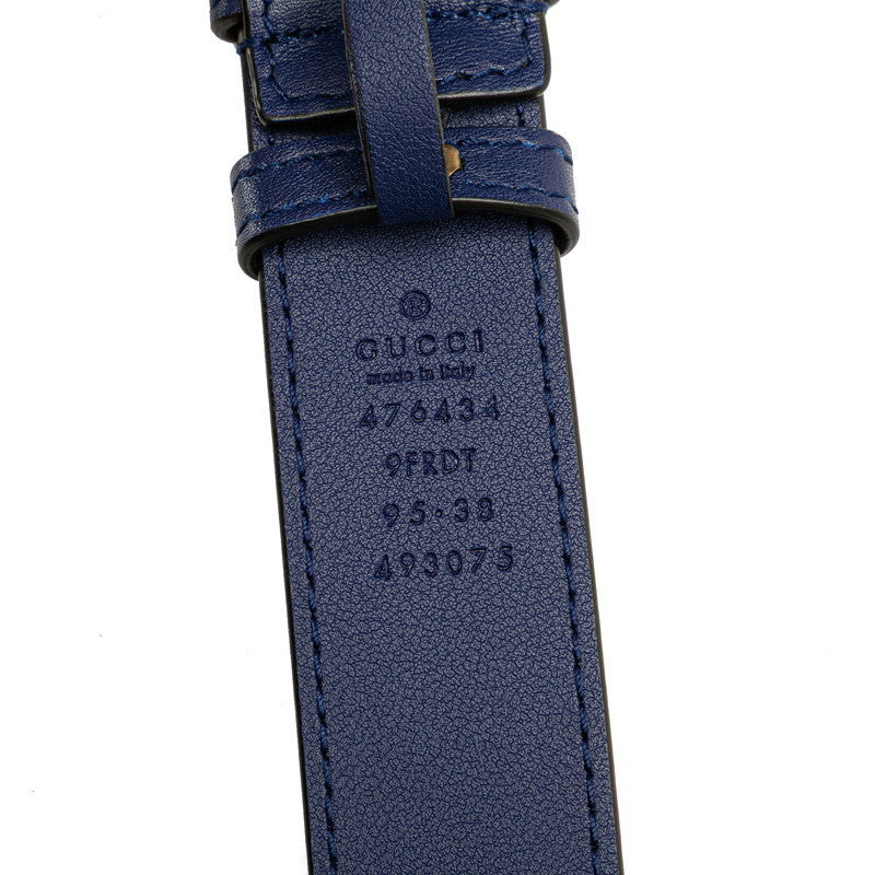 グッチ GGマーモント キルティング ボディバッグ ウエストバッグ 95/38 476434 ブルー ベロア メンズ GUCCI 【中古】
