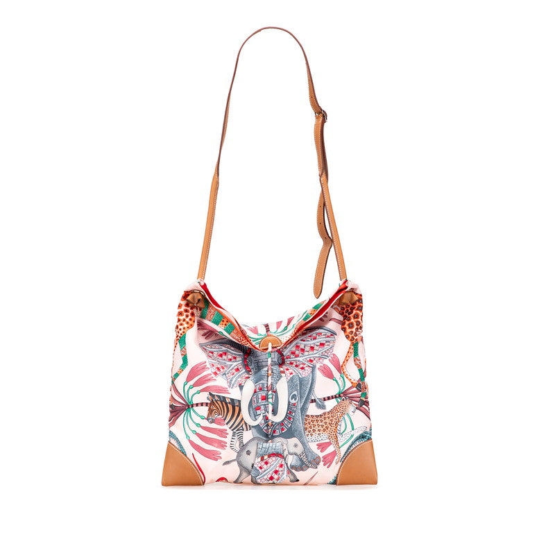 エルメス シルキーシティ33 PM La Marche du Zambeze ザンベジ川の行進 斜め掛け ショルダーバッグ ローズエグランタイン ピンク シルク ヴォーバレニア レディース HERMES 【中古】