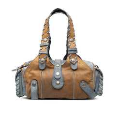 クロエ シルベラード ハンドバッグ ブラウン ライトブルー レザー レディース Chloe 【中古】