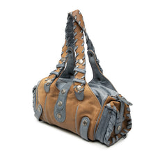 クロエ シルベラード ハンドバッグ ブラウン ライトブルー レザー レディース Chloe 【中古】