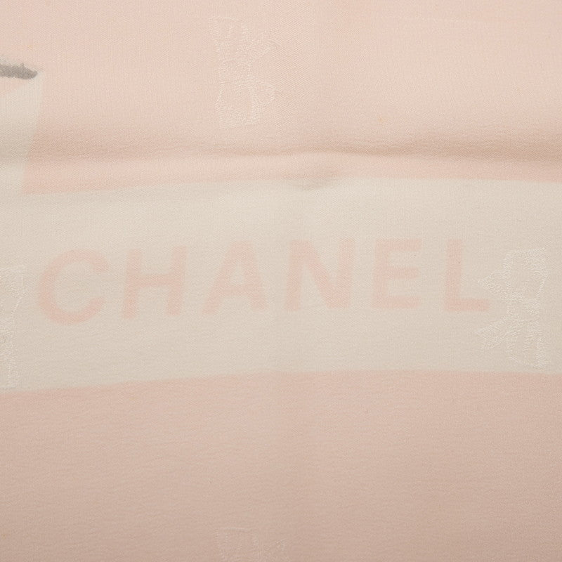 シャネル ココマーク リボン スカーフ ピンク シルク レディース CHANEL 【中古】
