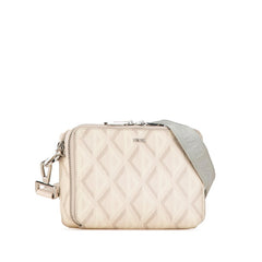 ディオール CDダイヤモンド 斜め掛け ショルダーバッグ ホワイト ベージュ PVC レザー レディース Dior 【中古】