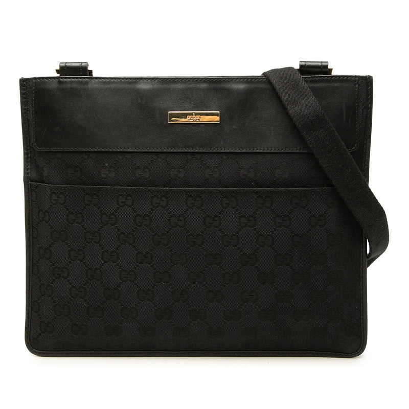 グッチ GGキャンバス 斜め掛け ショルダーバッグ 019 0354 ブラック キャンバス レザー レディース GUCCI 中古
