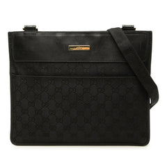 グッチ GGキャンバス 斜め掛け ショルダーバッグ 019 0354 ブラック キャンバス レザー レディース GUCCI 中古