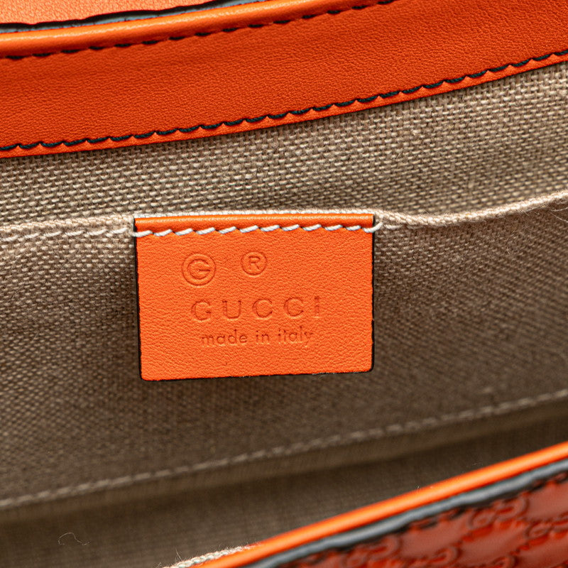 グッチ マイクログッチシマ エミリー ミディアム チェーン ショルダーバッグ 449635 オレンジ レザー レディース GUCCI 【中古】