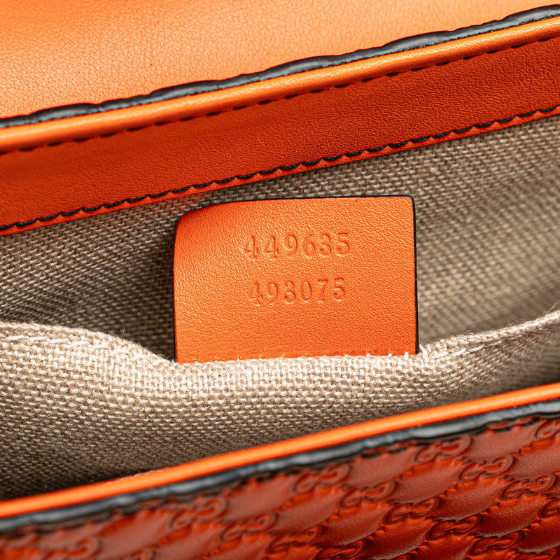 グッチ マイクログッチシマ エミリー ミディアム チェーン ショルダーバッグ 449635 オレンジ レザー レディース GUCCI 【中古】