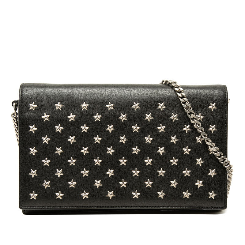 サンローラン スタースタッズ 斜め掛け チェーンウォレット ショルダーバッグ 382728 ブラック レザー レディース SAINT LAURENT 中古