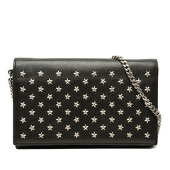 サンローラン スタースタッズ 斜め掛け チェーンウォレット ショルダーバッグ 382728 ブラック レザー レディース SAINT LAURENT 中古