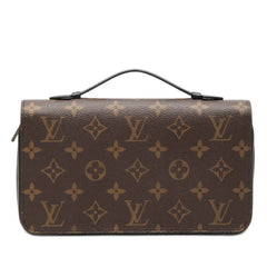 ルイ ヴィトン モノグラム マカサー ジッピーXL ラウンドジップ 長財布 M61506 ブラウン PVC レザー レディース LOUIS VUITTON 【中古】