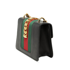 グッチ シェリーライン シルヴィ 斜め掛け チェーン ショルダーバッグ 431666 ブラック レザー レディース GUCCI 【中古】