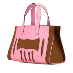 エルメス プティアッシュ トートPM トートバッグ ハンドバッグ ピンク ブラウン フェルト ヴォーエプソン レディース HERMES 中古