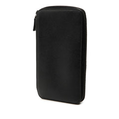 プラダ 三角ロゴプレート ラウンドイヤリング 長財布 ブラック サフィアーノレザー レディース PRADA 【中古】
