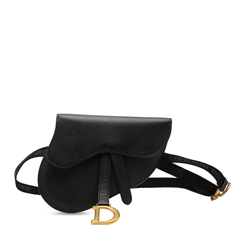 ディオール サドルバッグ ウエストバッグ チェストバッグ ショルダーバッグ 2WAY ブラック レザー レディース Dior 【中古】