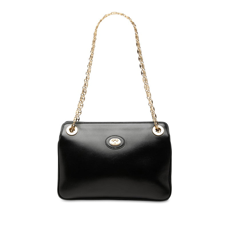 グッチ マリーナ チェーン ショルダーバッグ 576422 ブラック レザー レディース GUCCI 中古