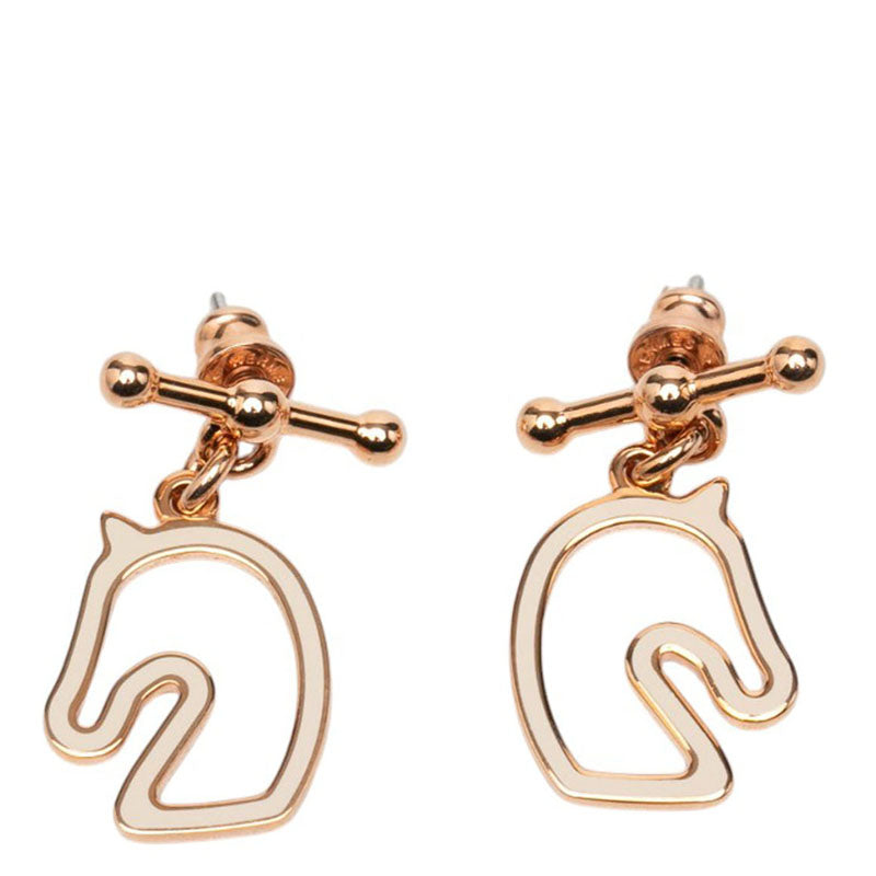 エルメス トネール スタッド スウィング ピアス ピンクゴールド メッキ レディース HERMES 中古