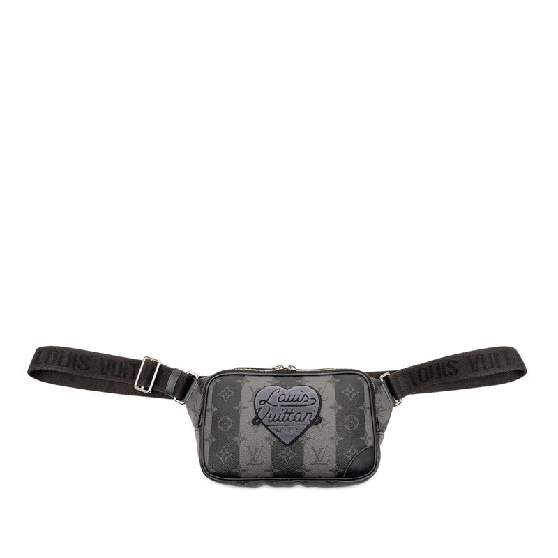 ルイ ヴィトン × NIGO モノグラム ストライプエクリプス モジュラー スリング ボディバッグ クロスボディバッグ M59338 ブラック グレー PVC メンズ LOUIS VUITTON 【中古】