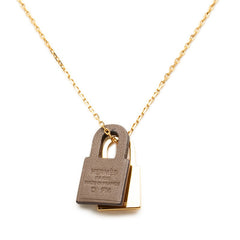 エルメス オーケリーPM ペンダント ネックレス ゴールド エトゥープ グレー メッキ スイフト レディース HERMES 【中古】