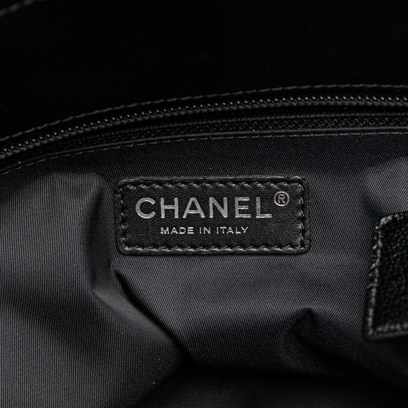 シャネル パリビアリッツトートPM トートバッグ ショルダーバッグ ブラック レザー コーティングキャンバス レディース CHANEL 【中古】