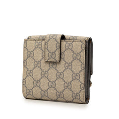 グッチ GGスプリーム インターロッキングG Wホック 二つ折り財布 チャーム付き 212105 ベージュ PVC レディース GUCCI 【中古】