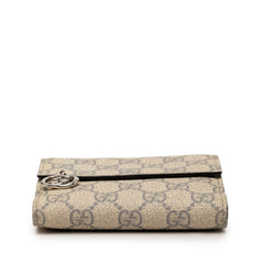 グッチ GGスプリーム インターロッキングG Wホック 二つ折り財布 チャーム付き 212105 ベージュ PVC レディース GUCCI 【中古】