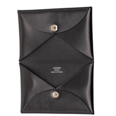 エルメス カルヴィ コインケース 小銭入れ ブラック ボックスカーフ レディース HERMES 【中古】