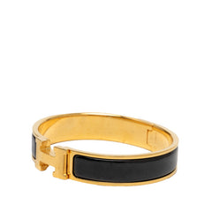 エルメス クリックH PM バングル ゴールド ブラック メッキ エナメル レディース HERMES 【中古】