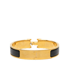 エルメス クリックH PM バングル ゴールド ブラック メッキ エナメル レディース HERMES 【中古】