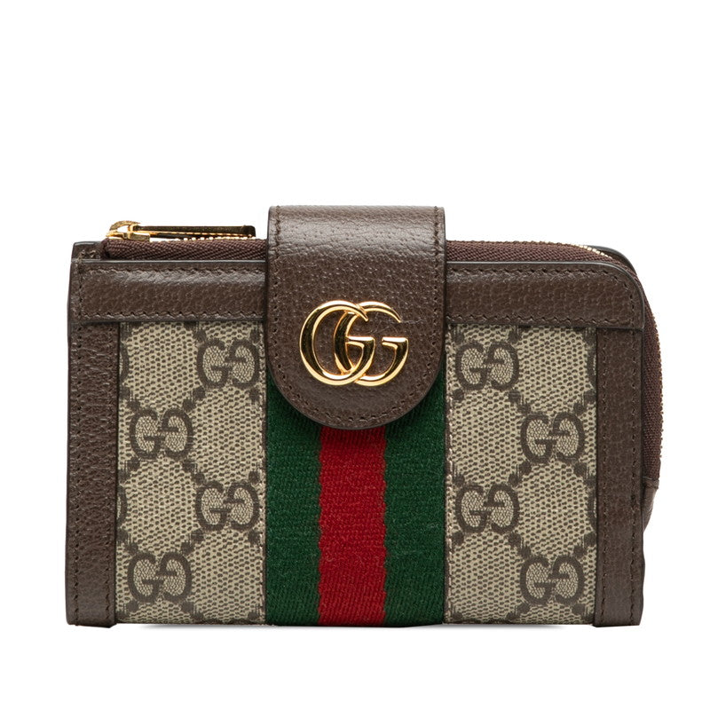 グッチ オフィディア GGスプリーム 二つ折り財布 725662 ベージュ マルチカラー PVC レザー レディース GUCCI 【中古】