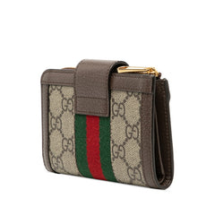 グッチ オフィディア GGスプリーム 二つ折り財布 725662 ベージュ マルチカラー PVC レザー レディース GUCCI 【中古】