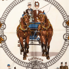 エルメス カレ90 EQUIPAGES 馬車 スカーフ 大判 ベージュ系 マルチカラー シルク レディース HERMES 【中古】