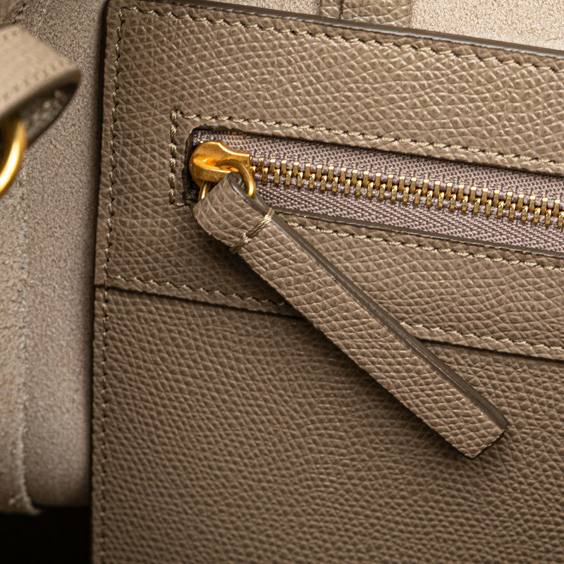 セリーヌ バーティカル カバ スモール トートバッグ ショルダーバッグ 2WAY 176183 ベージュ レザー レディース CELINE 【中古】